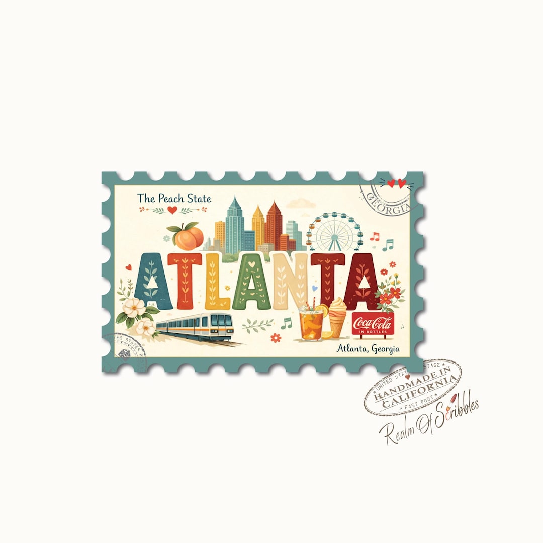Atlanta Georgia Travel Stamp Vinyl Sticker: Waterproof and Weatherproof ...