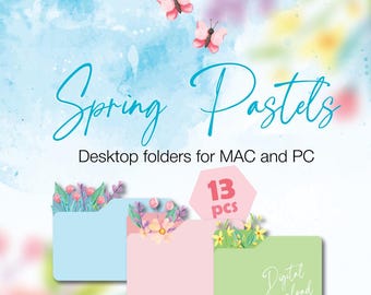Spring Pastels Ordner Icons - Floraler Desktop (Digitaler Download)