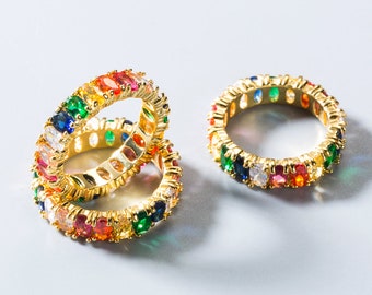 Rainbow zircon ring