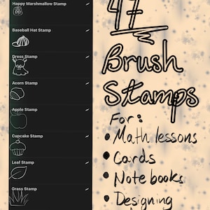 Stamp brushes on procreate for Math lessons, Cards, Designing and patterns for all ages