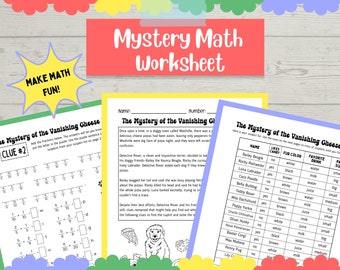 Math Worksheet, Fraction Practice, Math Mystery for Teachers and Students