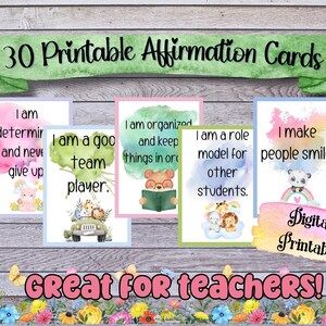 Affirmation Cards for Kids, Positive Affirmation Cards for Students and Children