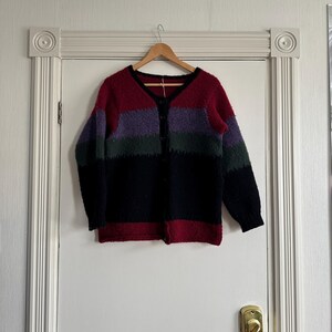 Vintage Wool Colourful Large Button Cardigan