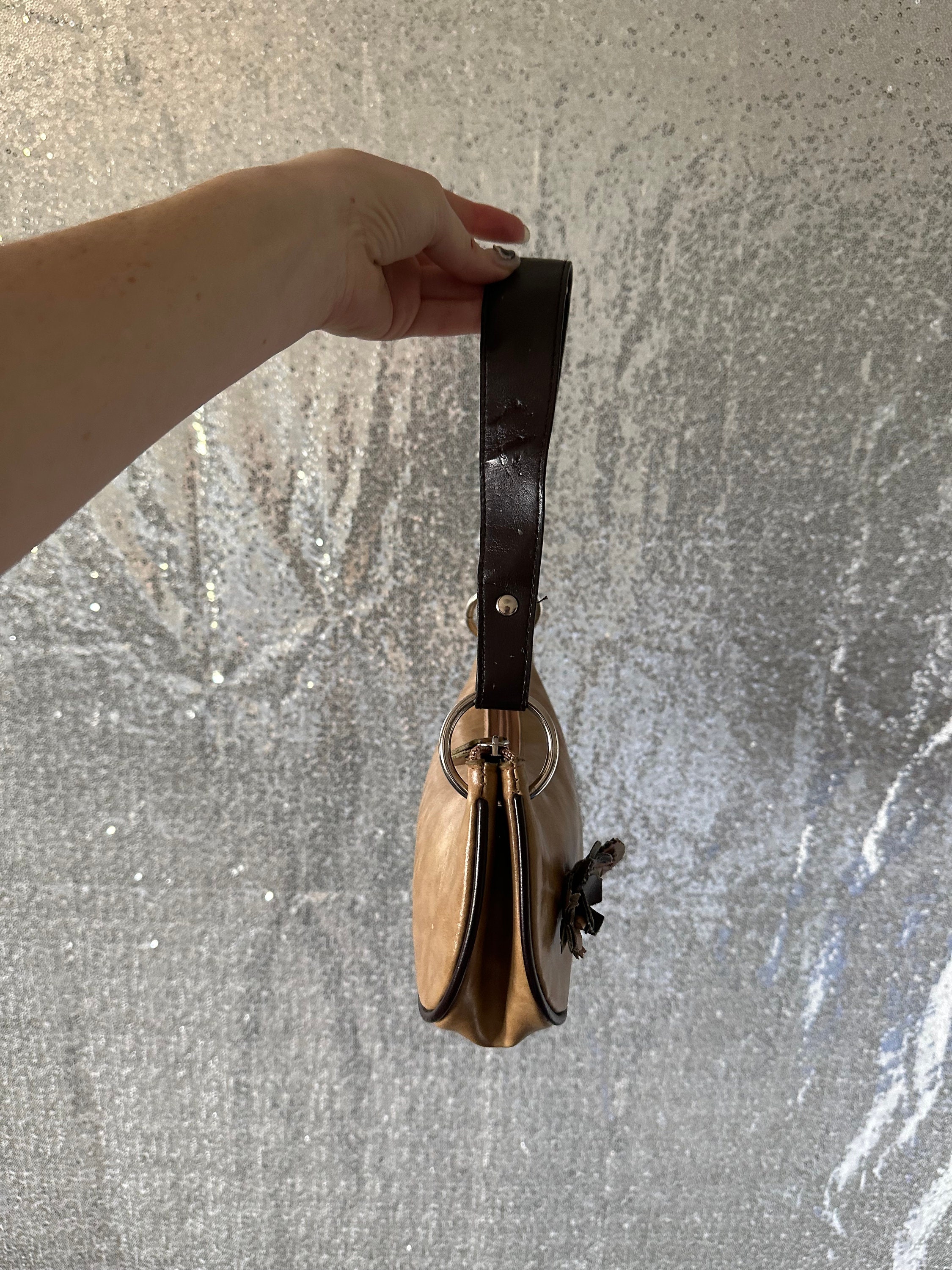 2000s Golden Jacquard Shoulder Bag