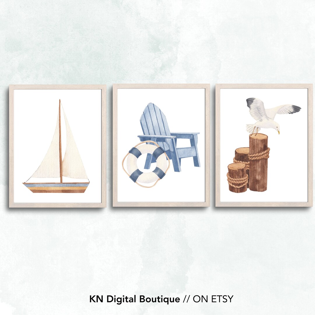 Nautical Theme Printable Beach Theme Wall Art Nursery and Etsy
