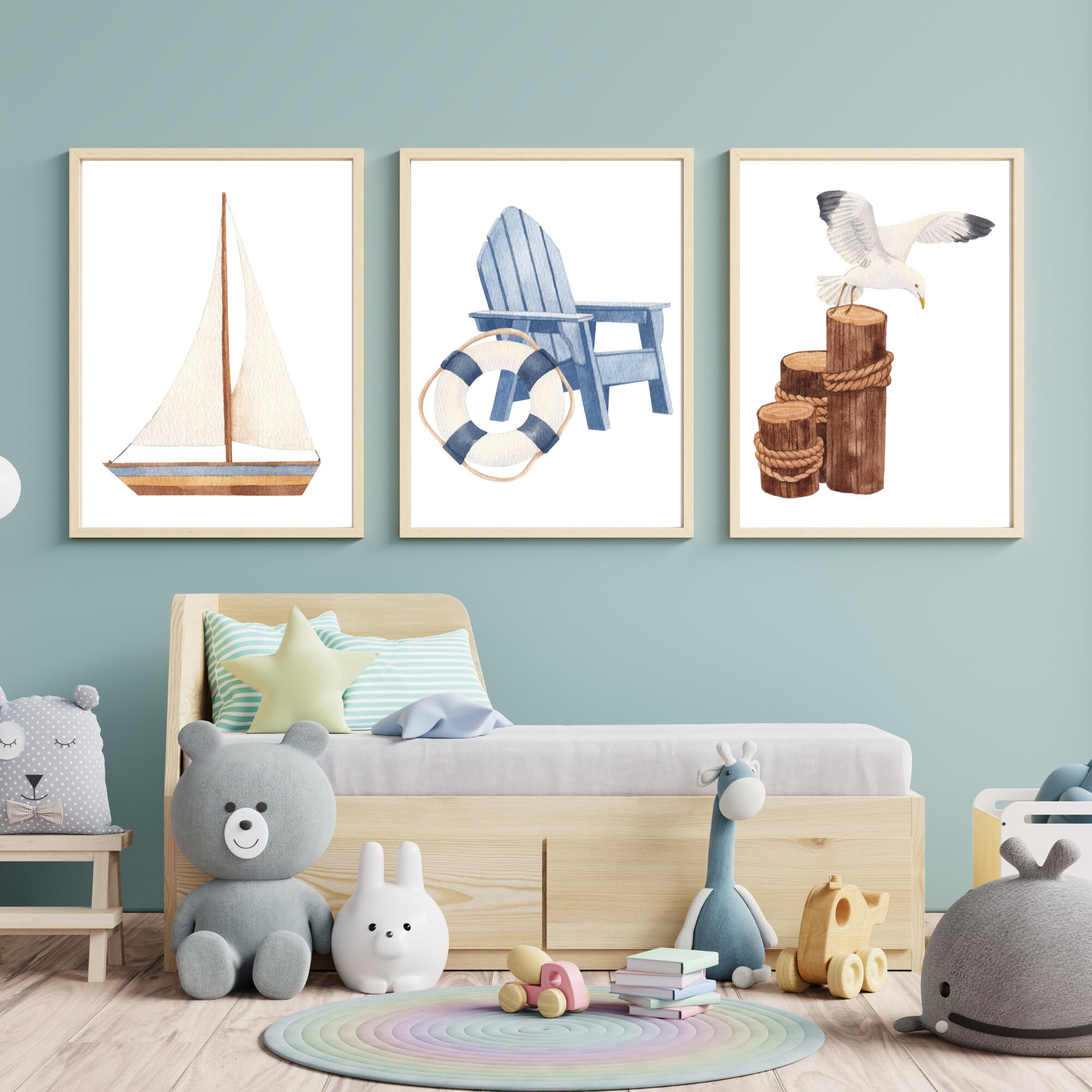 Nautical Theme Printable Beach Theme Wall Art Nursery and Etsy
