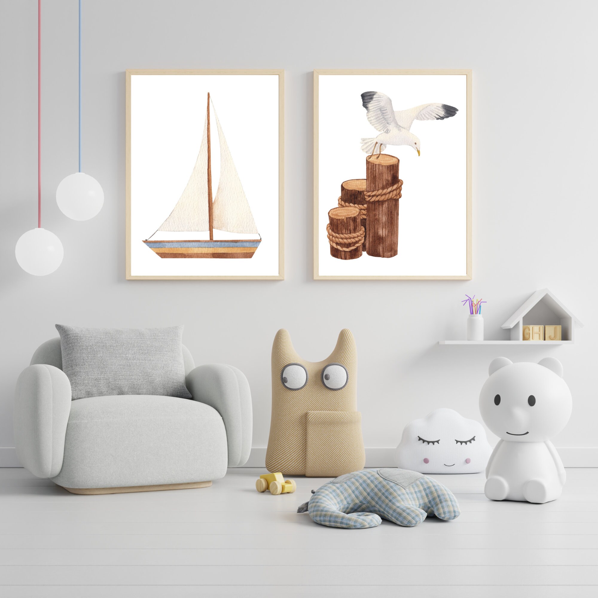 Nautical Theme Printable Beach Theme Wall Art Nursery and Etsy