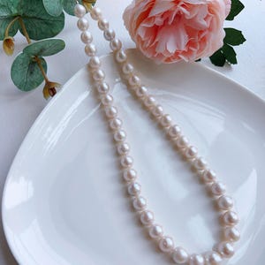 Natural Freshwater Pearl Necklace in White Color, Real Pearl Necklace, 925 Sterling Sliver, Wedding Pearl Necklace, Gift for Her