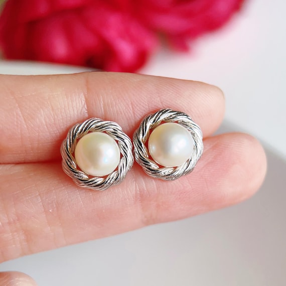 Boucles D'oreilles En Argent 925 Avec Perles Naturelles - Clous Argentés - Neuves Sans Emballage