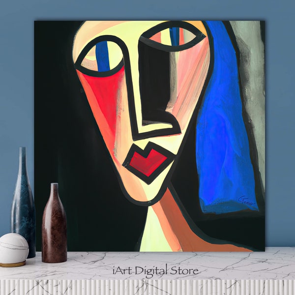 Woman portrait Picasso, Abstract Painting, Wall Art Printable, Printable Digital Download, Print digital Art, Instant download for sale