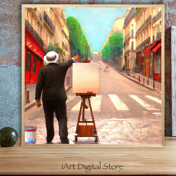 Arte a Parigi, Dipinto Neorealismo, Stampe artistiche, download istantaneo, arte digitale stampabile, Dipinti per tela, Opere arte digitale