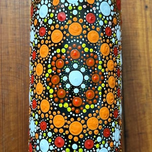 Painted wine bottle - mandala art, dot art, Bohemian decor