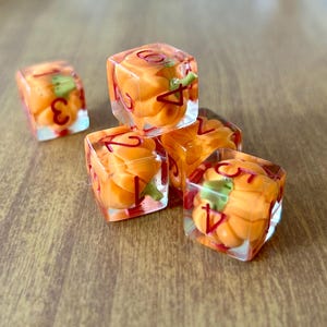 Kürbiswürfel - Transparent, d6's, Rollenspielwürfel