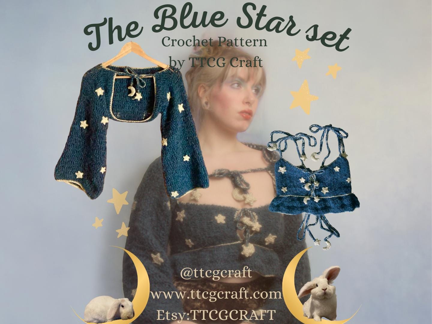 Häkelanleitung für das Set „Blauer Stern“