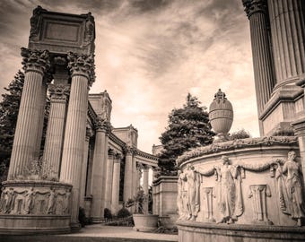 Palace of Fine Arts San Francisco Photography – sepia landmark muurkunst