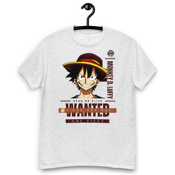 Anime One Piece Wanted Monkey D. Luffy T-Shirt I The Pirate King T Shirt I Unisex Anime T Shirt
