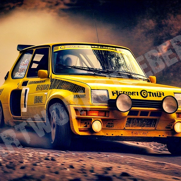 Renault R5 Turbo 80s - Rallye - Image numérique de haute qualité - Imprimable - Poster mural