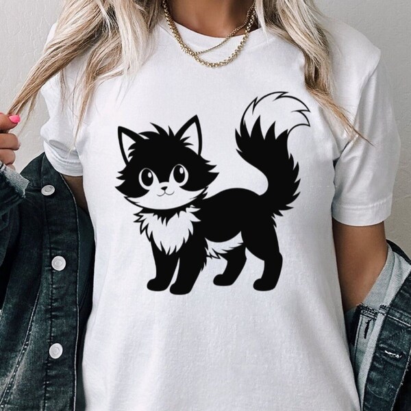 T-shirt da donna dal design elegante con gatti, disponibile in vari colori