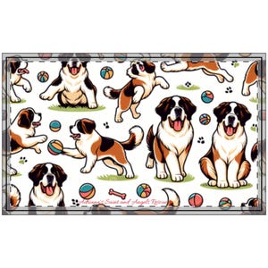 Cute Dog Themed Polyester Doormat | Pet Lover Gift, Animal Rescue Decor, Entrance Mat, Saint Bernard Design, Home Decor