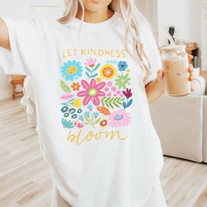 Deja que florezca la bondad. Transferencia floral retro DTF, lista para usar.