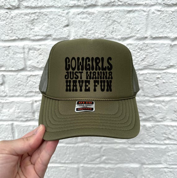 Upcycled Black Denim Trucker Hat Girls Just Wanna Have Fun Girls Just Wanna Have Funds Trucker Hat (Black/Pink) – VIVA  main image 4