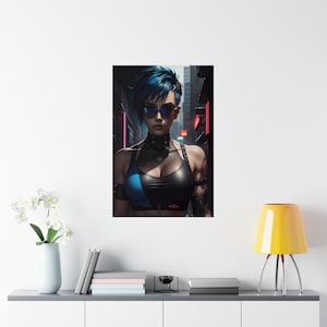 Cyberpunk poster, Cyberpunk printable art, Cyberpunk wall art, Cyberpunk girl digital download, Cyberpunk wallpaper