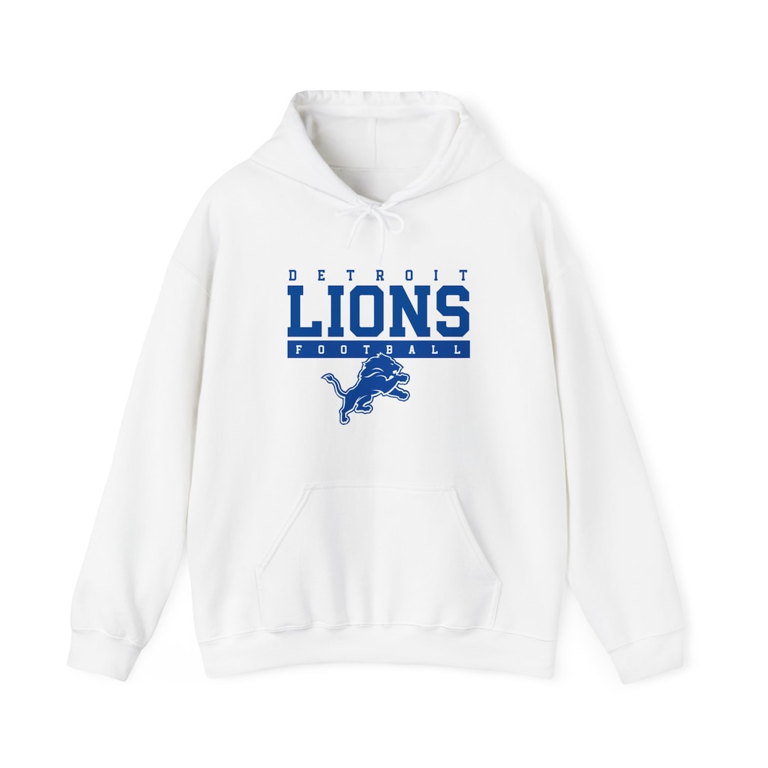 White Detroit Lions Hooded Sweatshirt Etsy