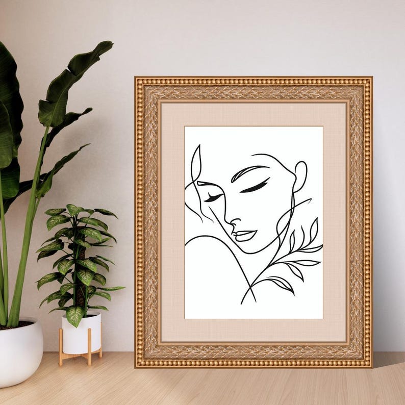 Minimalist Line Art Portrait | Black and White Face Drawing | Printable ...