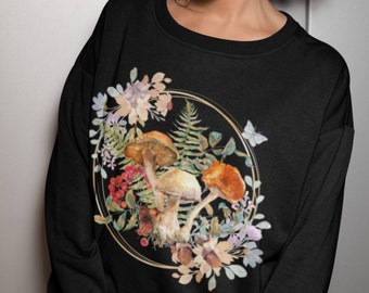 Magic Mushroom Sweatshirt, Cottage Core Sweater, Aesthetic Mushroom Shirt, Fungi, Botanical, Mystical, Mushroom Hippie Tee