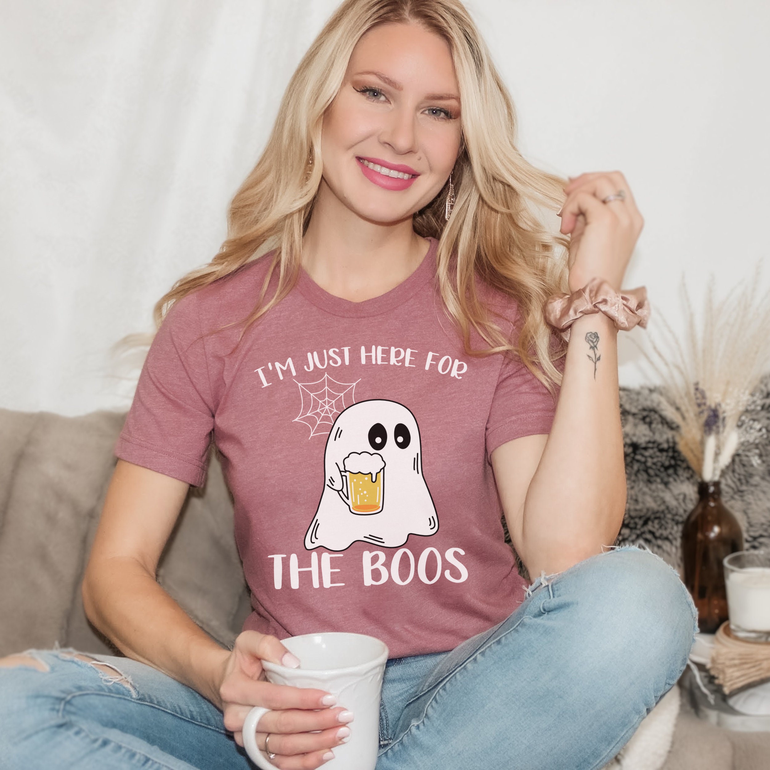 Discover I'm Just Here for the Boos Halloween Party T-Shirt Halloween Tee Fall Pumpkin Ghost Shirt Spiderweb Funny Halloween T Shirt Halloween Lover