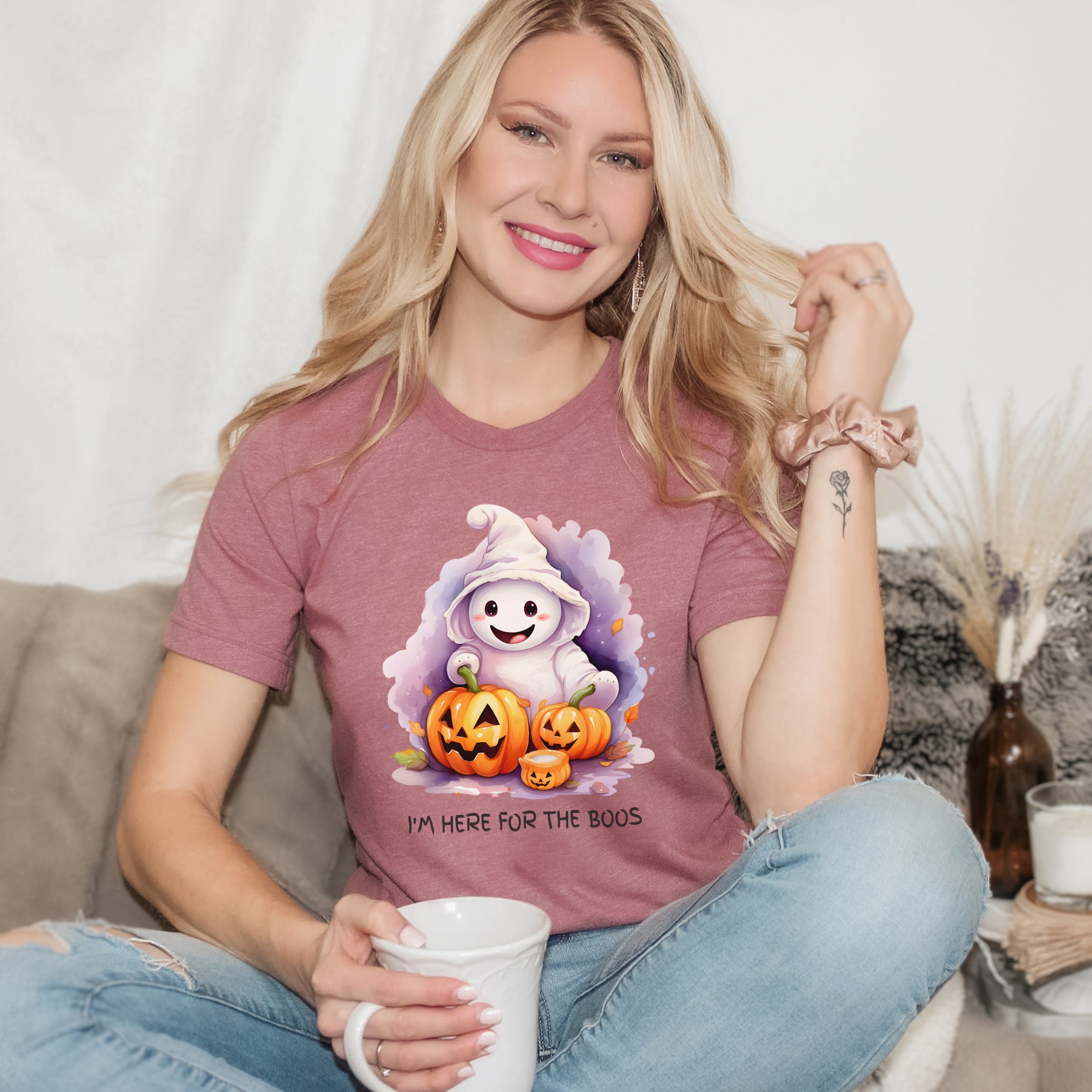 Discover I'm Here for the Boos Halloween Party T-Shirt Halloween Tee Fall Pumpkin Ghost Shirt Spiderweb Funny Halloween T Shirt Halloween Lover Tee