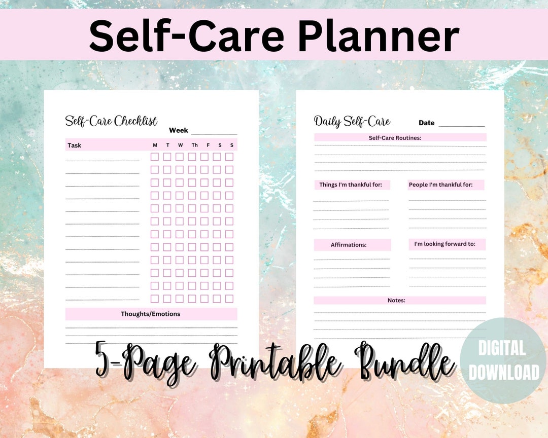 Self-care Planner Checklist for Mental Health and Mindfulness, Daily ...