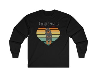 Cocker Spaniels Unisex Long Sleeve Shirt Black and Tan Cocker Spaniel Dog Lover Gift Dog to Mom Shirt Dog Lover Tee Dog Shirt