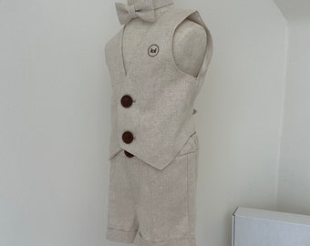 Enchanted Linen Boys' Suit - Handmade Classic Suit for Kids - Beige Linen Boys' Suit