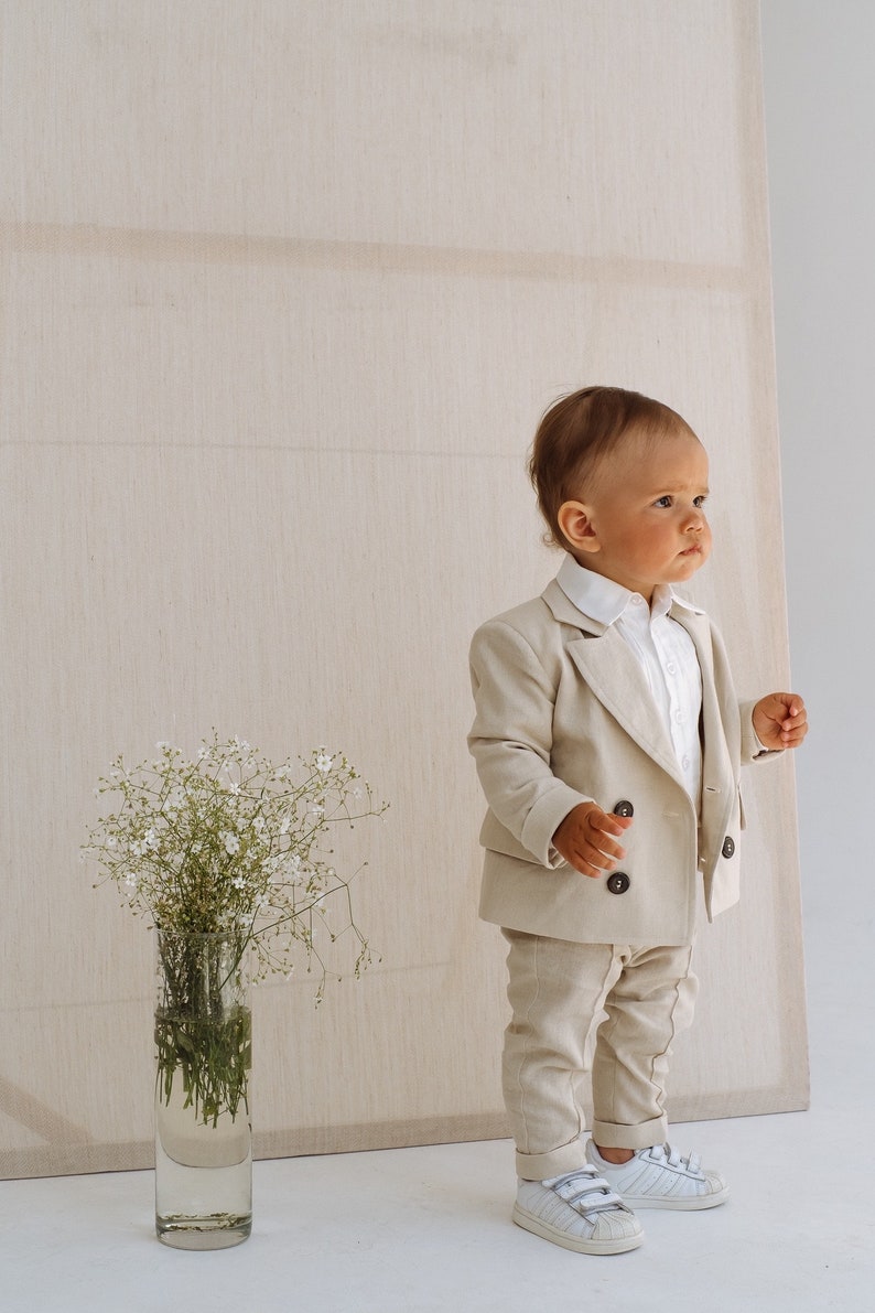 Boy's Suit Suits for Boys Toddler Suit Classic Suit for Kids Infant Set Ring Bearer Suit jacket, pants, bow tie image 1
