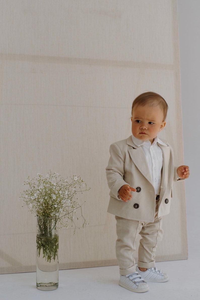 Boy's Suit Suits for Boys Toddler Suit Classic Suit for Kids Infant Set Ring Bearer Suit jacket, pants, bow tie image 2