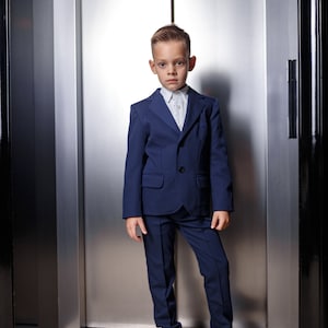Classic Navy Suit for Boys - Formal Boy&#39;s Suit (Jacket, Pants, Bow Tie) - Wedding Suit for Boy - First Communion Suit - Graduation Suit