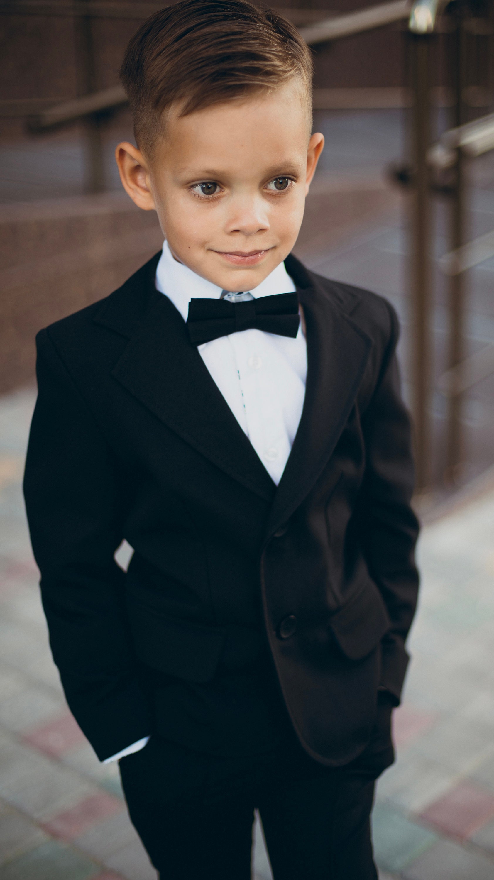 Little Man's Black Wool Tuxedo Pants – Wedding Ring Bearer, Lightweight & Comfy