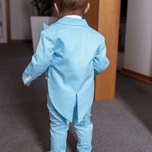 Enchanting Elegance Handmade Suit for Boys Toddler Tailcoat Kids Tailcoat Custom Handmade Suit for Boys Blue Wedding Boy's suit image 4