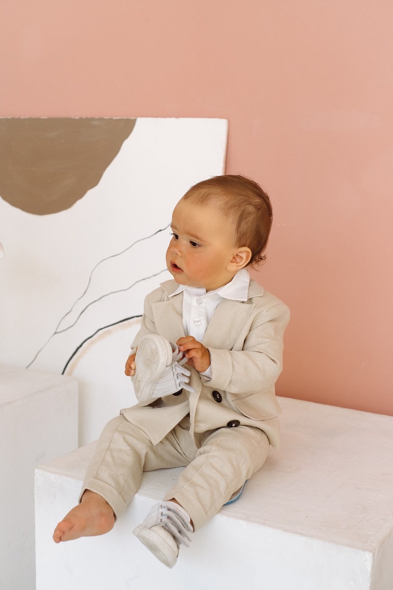 Boy's Suit Suits for Boys Toddler Suit Classic Suit for Kids Infant Set Ring Bearer Suit jacket, pants, bow tie image 3