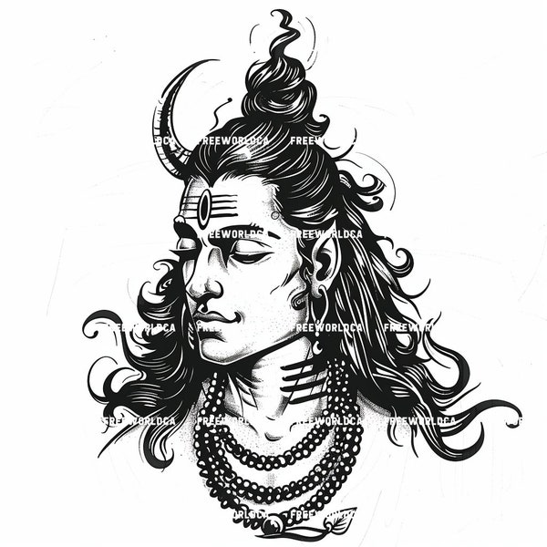 Shiva Line Art Wall Art Poster | Hindhu God Vector Illustration Print for Home Decor and Interior Design | Ancient History Inspired