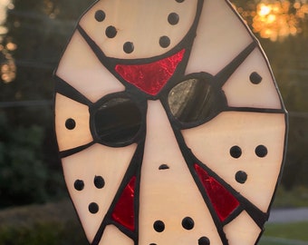 Stained glass Friday the 13th Jason mask