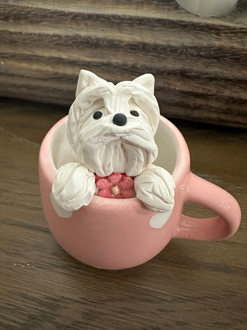 Pink Westie Cup, Westie Ornament, Westie Gift, West Highland Terrier
