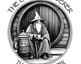 Image of Gandalf drinking coffee. SVG, PNG, JPG digital file. Middle Earth, Hobbit, wizard art, coffee lover, roaster.