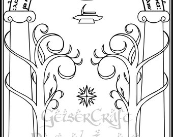 Moria gate digital file. Middle earth themed gate of Durin. Improved image from ring fellowship with translation of password. SVG, JPG, PNG.