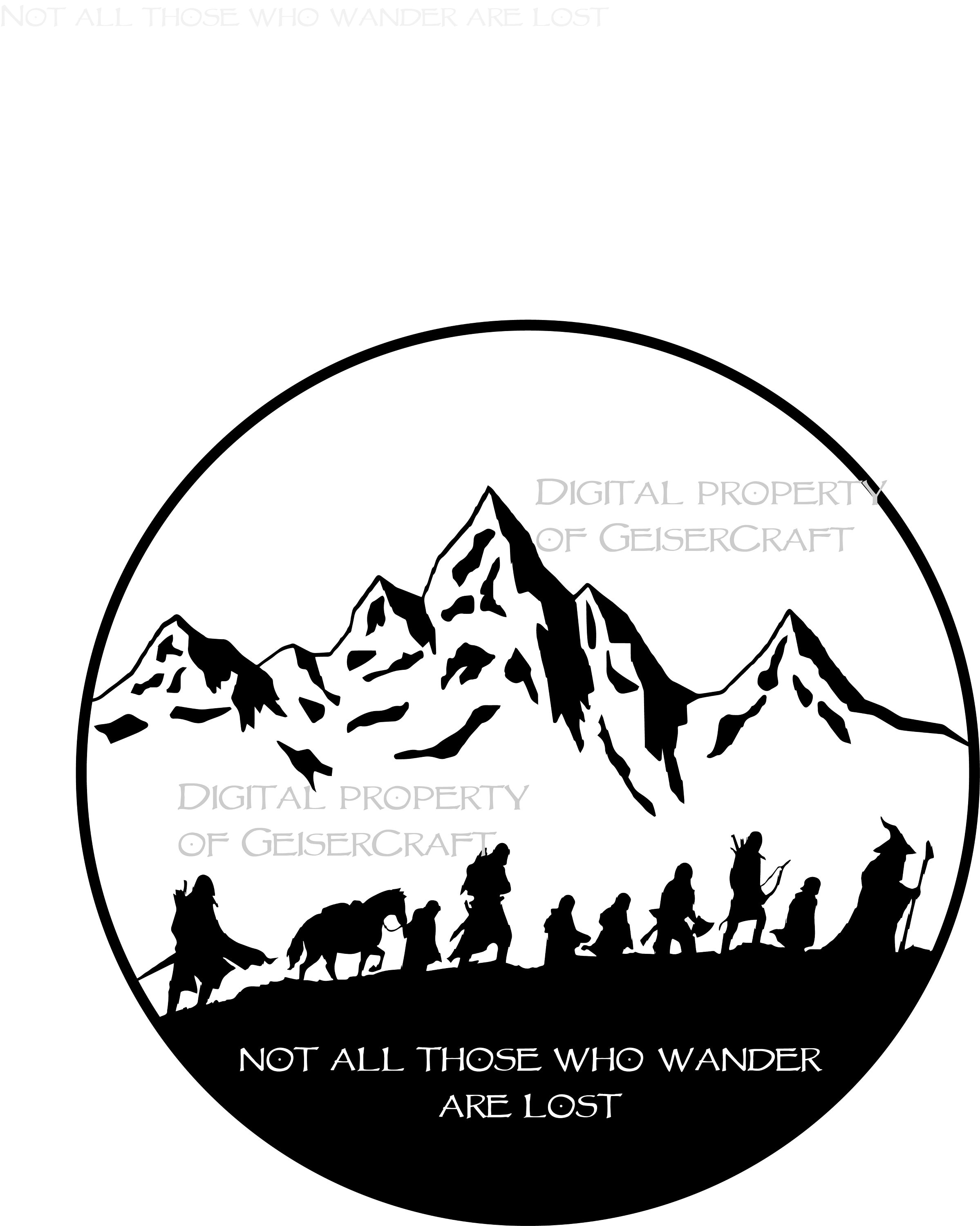 Ring Fellowship Silhouette Middle Earth Tolkien Themed