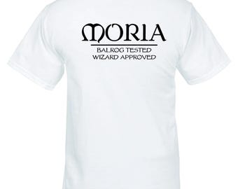 Moria Hiking Company. LOTR, Tolkien Themed image of fellowship hiking through Moria with Balrog Tested Wizard Approved. Digital svg png jpg