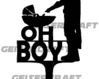 Cake topper Mandalorian theme with baby Yoda, Grogu, Digital file downloads (SVG, PNG, JPG) to create your own. Oh boy! For baby showers!