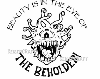 Eye of the beholder silhouette digital image files. Dungeons and dragons theme and concept.
