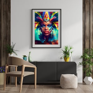 Caribbean Carnival 1, Digital Art , Digital print , Canvas , Home Decor, Wall Art, Queen